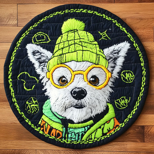Westie Hipster WN0406056CL Quilted Round Mat