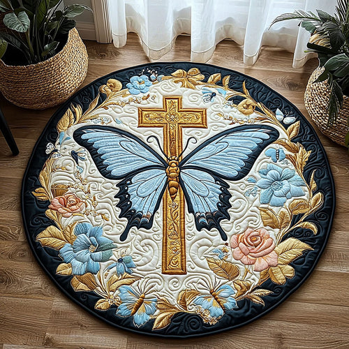 Healing Butterfly QA2711005CL Quilted Round Mat
