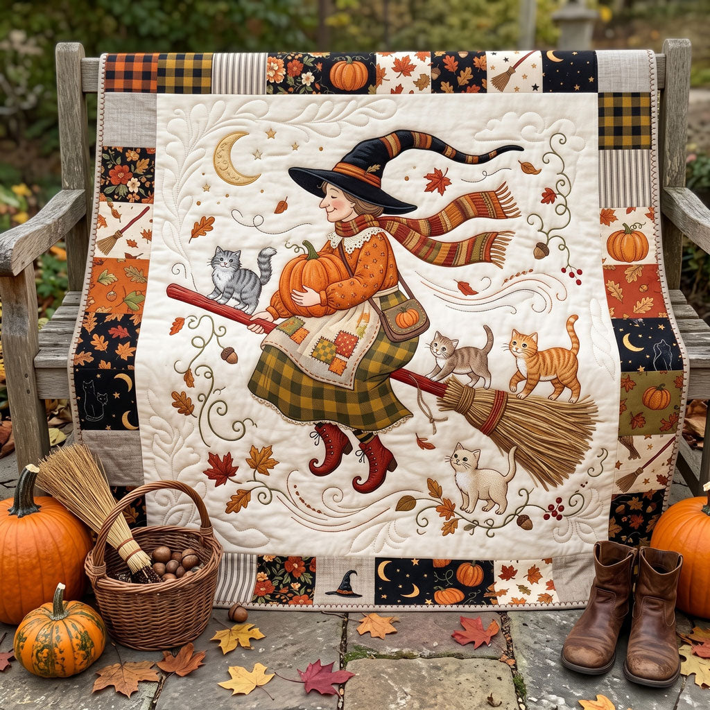 Autumn Witch And Curious Cats WN2606003CL Quilt