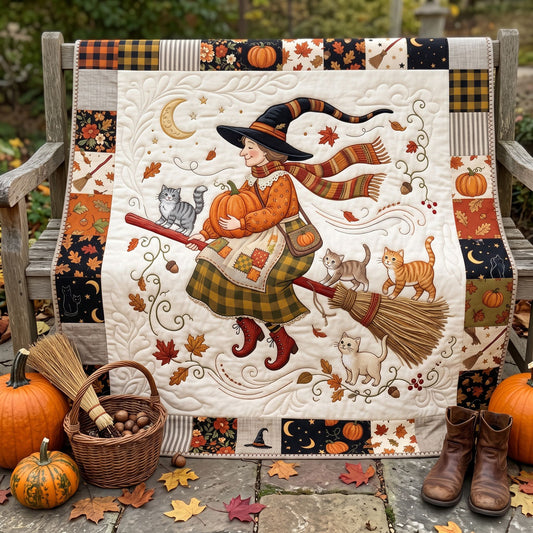Autumn Witch And Curious Cats WN2606003CL Quilt
