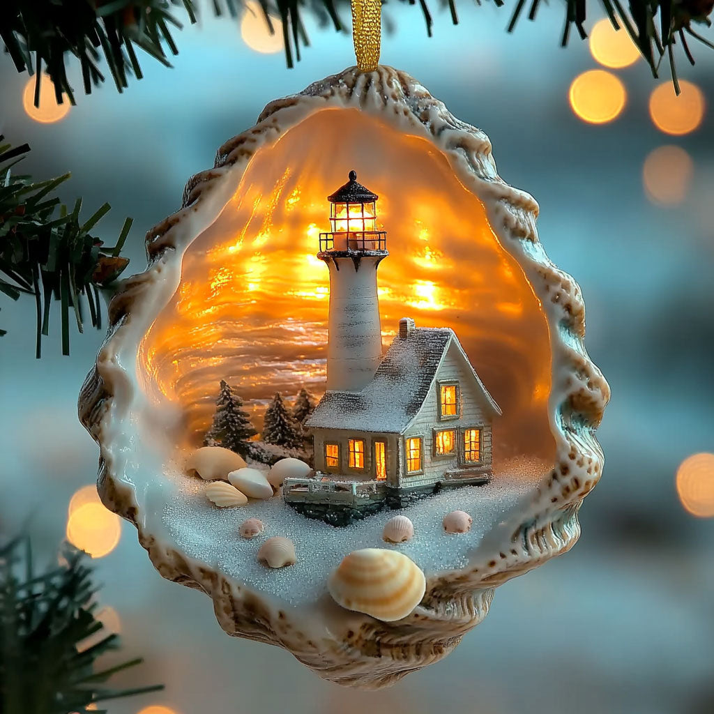 Lighthouse Snowy Coast WN0912032CL Christmas Ornament