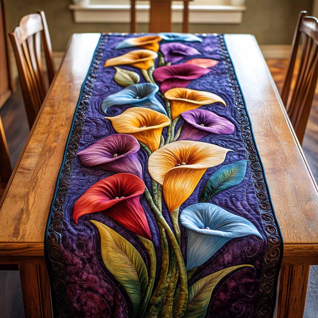 Colorful Calla Lilies WN2304037CL Quilted Table Runner