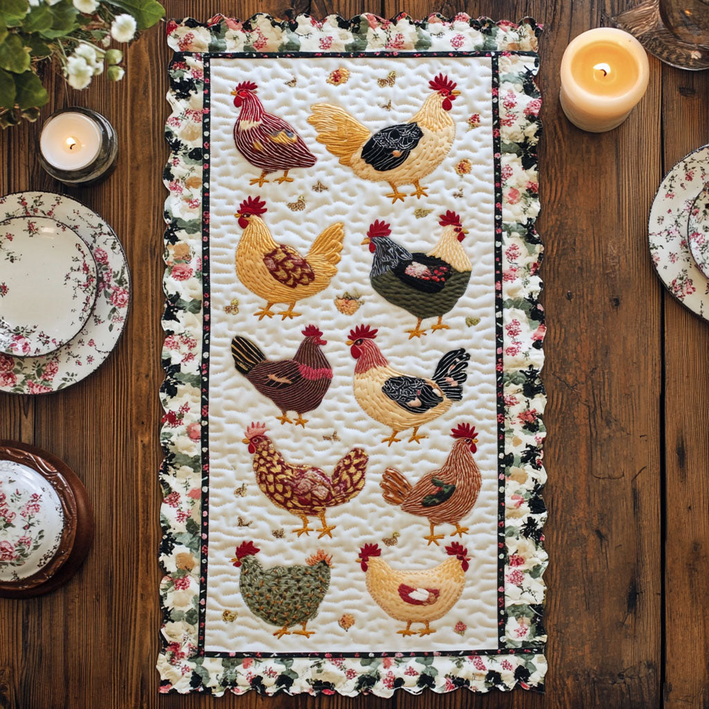 Chicken WJ1903044CL Quilted Table Runner