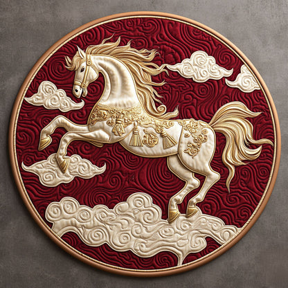 Golden Fortune Horse KL0901044CL Quilted Round Mat