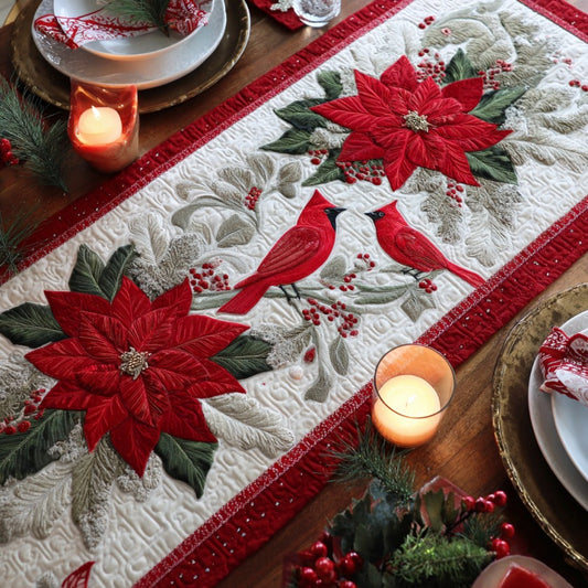Christmas Poinsettia XR0410037CL Quilted Table Runner