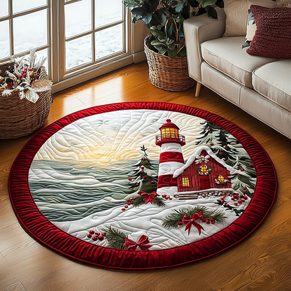 Christmas Lighthouse QA0212044CL Quilted Round Mat