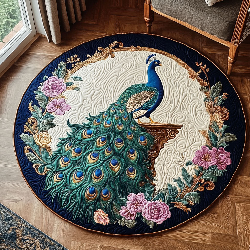 Peacock Floral KL0812022CL Quilted Round Mat