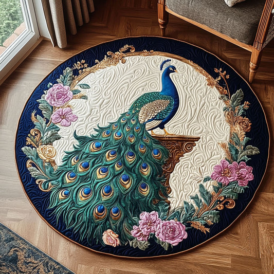 Peacock Floral KL0812022CL Quilted Round Mat