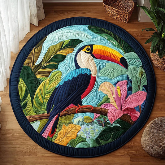 Vibrant Tropical Toucan QA0712021CL Quilted Round Mat