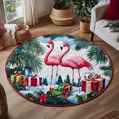Christmas Flamingo QA0412037CL Quilted Round Mat