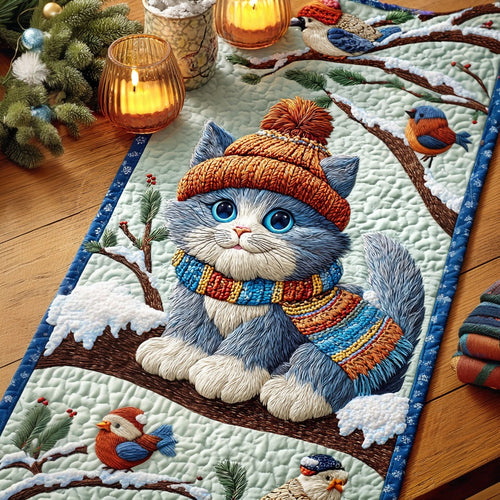Pompom Cat XR2111015CL Quilted Table Runner