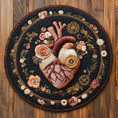 Vintage Heart WN1005071CL Quilted Round Mat