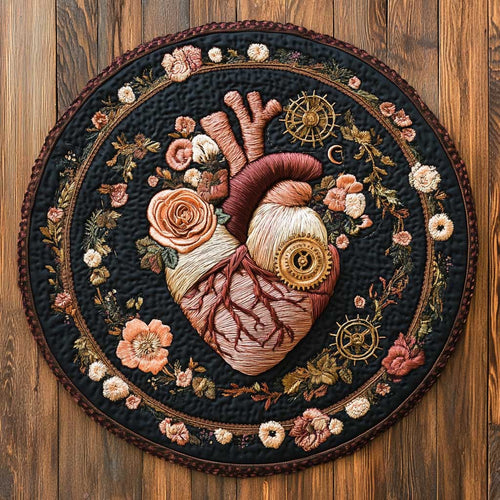 Vintage Heart WN1005071CL Quilted Round Mat