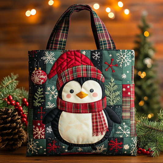 Festive Penguin CW3110023CL Quilted Tote Bag