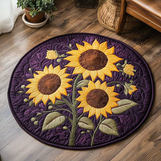 Midnight Sunflower WN1903110CL Quilted Round Mat