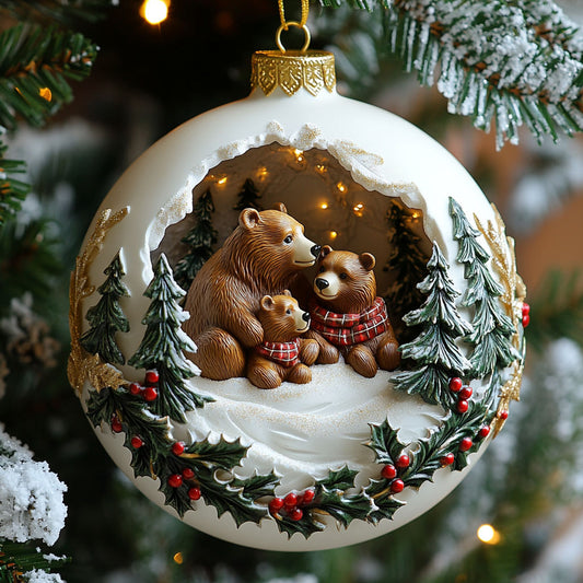 Snowy Bear Family CW2410018CL Christmas Ornament