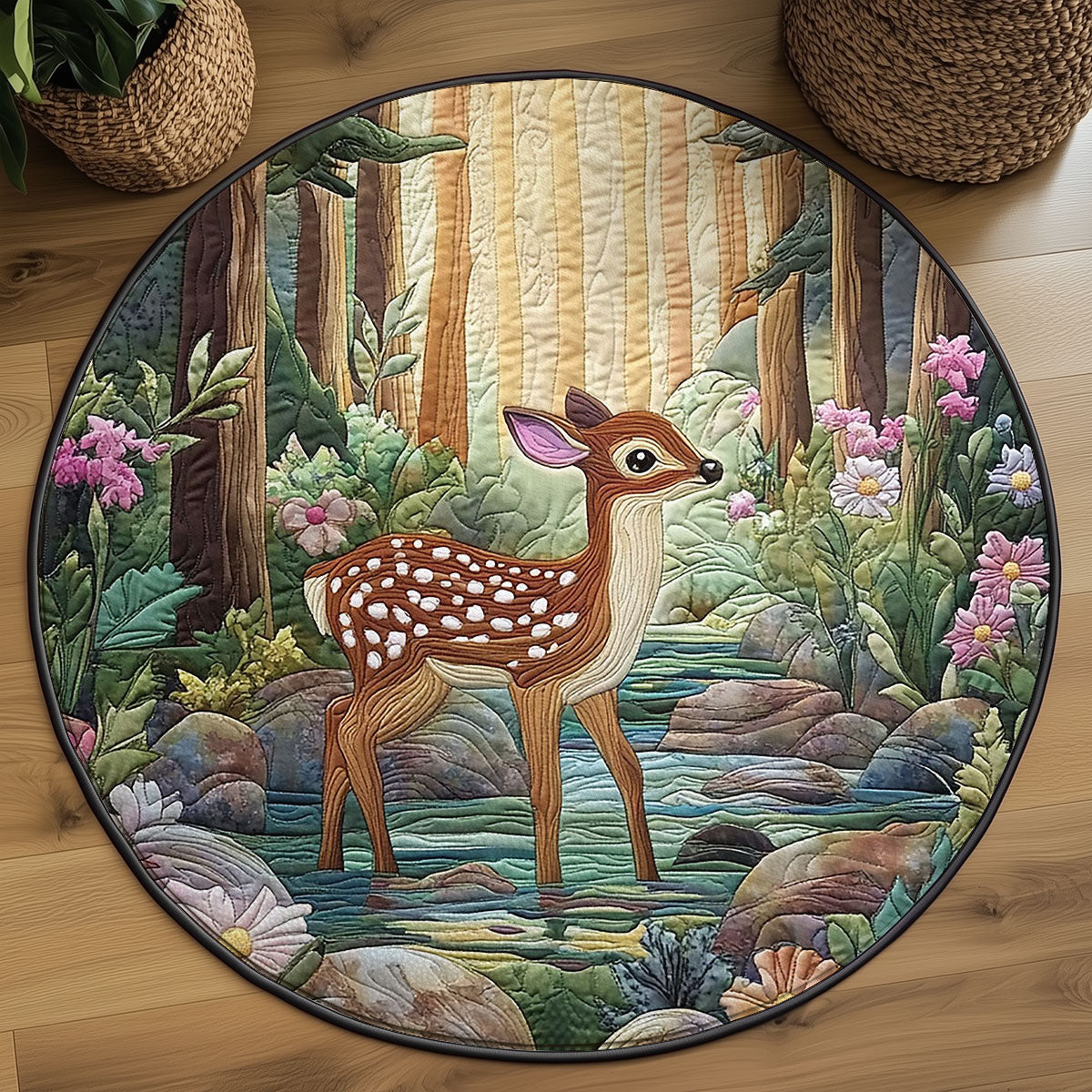 Lone Fawn WJ2406030CL Quilted Round Mat