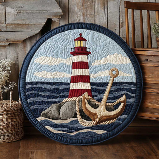 Stormy Lighthouse WN2103064CL Quilted Round Mat