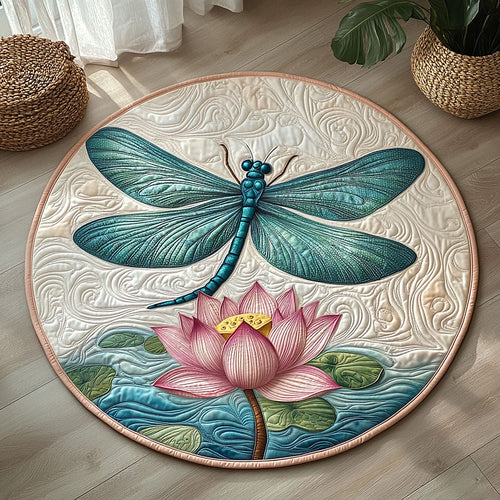 Dragonfly Above Lotus QA2111007CL Quilted Round Mat