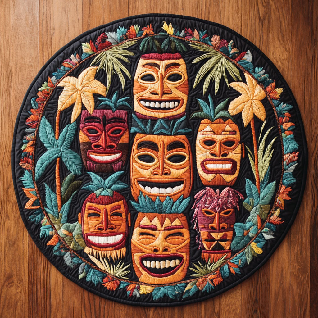 Tiki Vibe WN3005047CL Quilted Round Mat