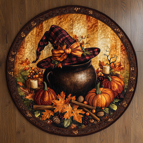 Harvest Witch Cauldron WN1408054CL Quilted Round Mat