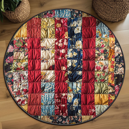 Boho Whimsical Patchwork WJ1606039CL Quilted Round Mat