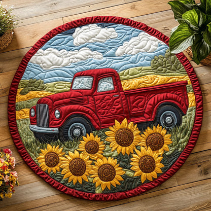 Red Truck CW1605181CL Quilted Round Mat
