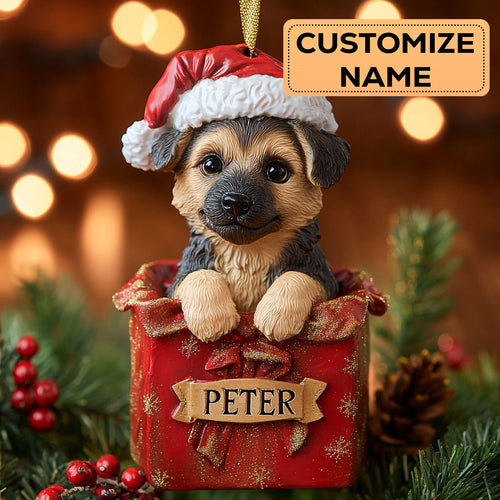 German Shepherd Box CW2411021CL Personalized Christmas Ornament