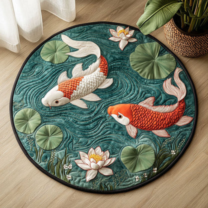 Peaceful Koi CW0206034CL Quilted Round Mat