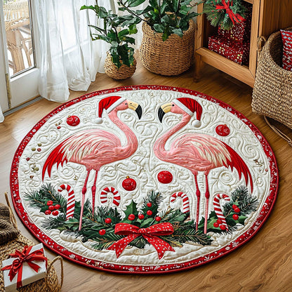 Christmas Flamingo QA0412040CL Quilted Round Mat