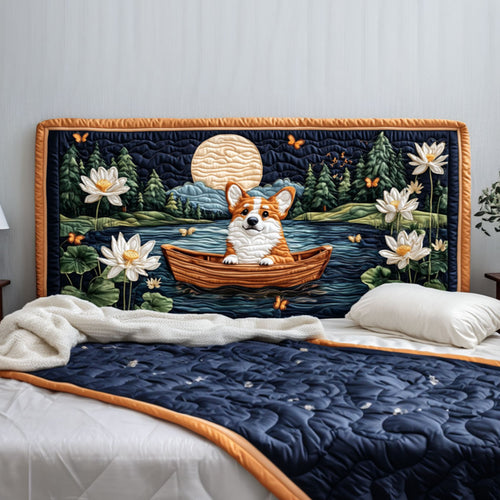 Corgi Under the Moon KL0901019CL Quilted Headboard Slipcover