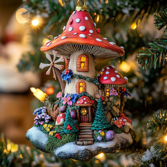 Mushroom Fairy Cottage WN1112034CL Christmas Ornament