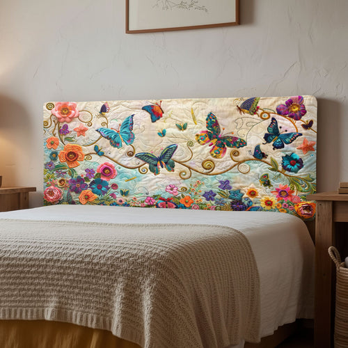 Floral Butterfly CW2412010CL Quilted Headboard Slipcover