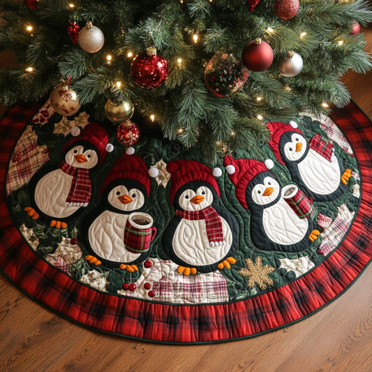 Penguin Santa XR1310009CL Quilted Christmas Tree Skirt