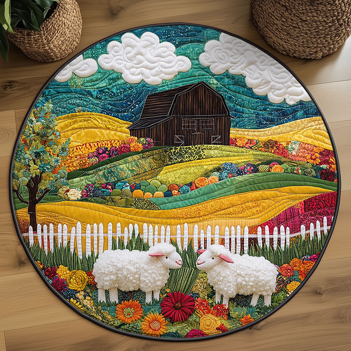 The Woolly Fence WJ2907049CL Quilted Round Mat