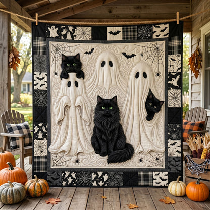 Spooky Black Cat Ghost WN0905017CL Quilt