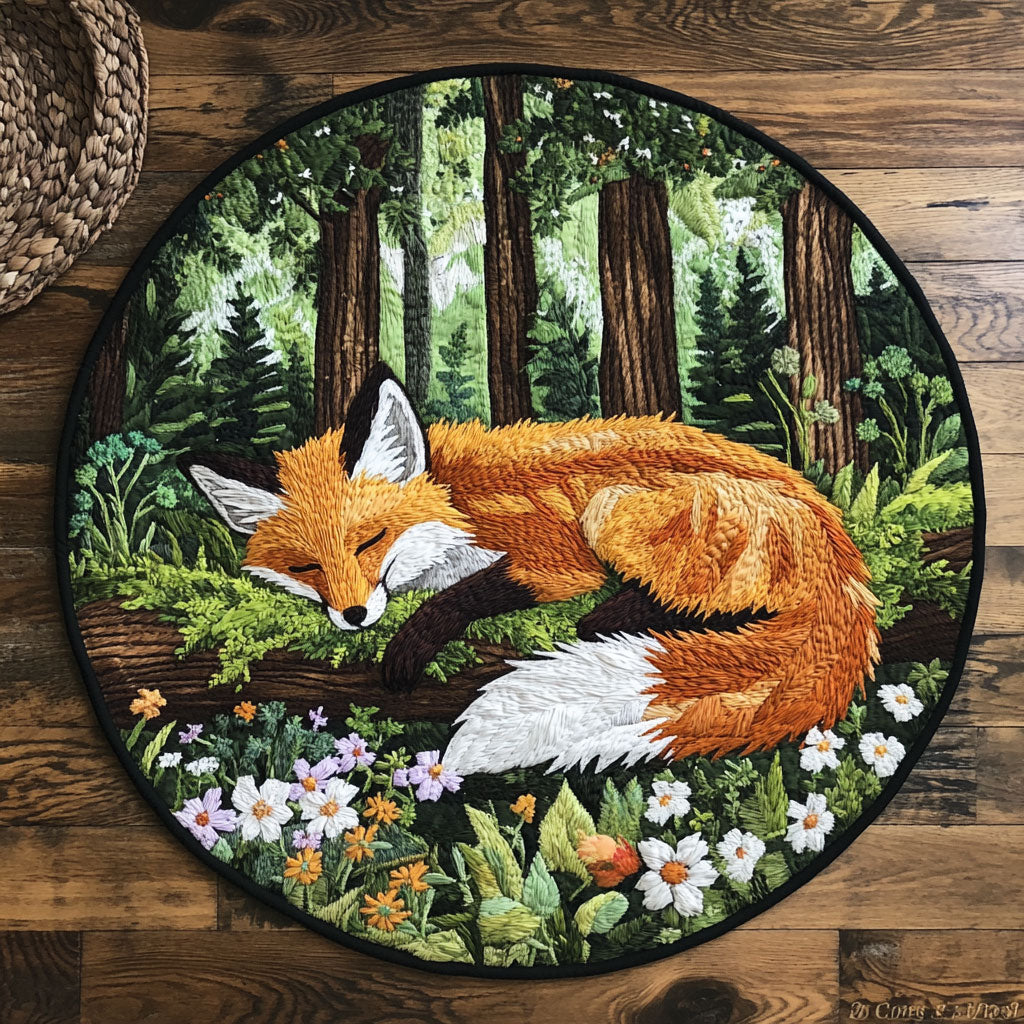 Sleeping Fox WJ1205028CL Quilted Round Mat