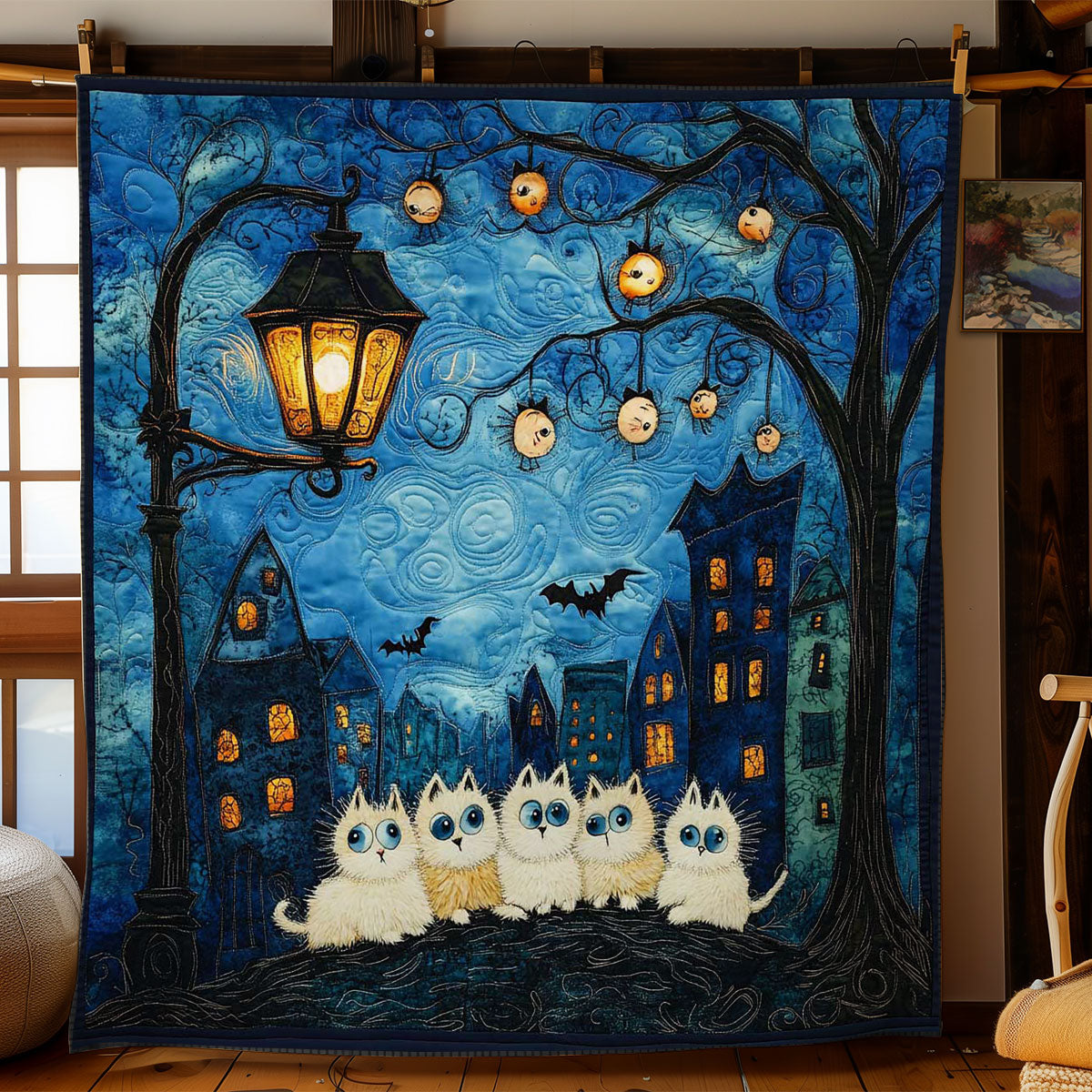 Silly Cat Bewitched Night WN1103050CL Quilt