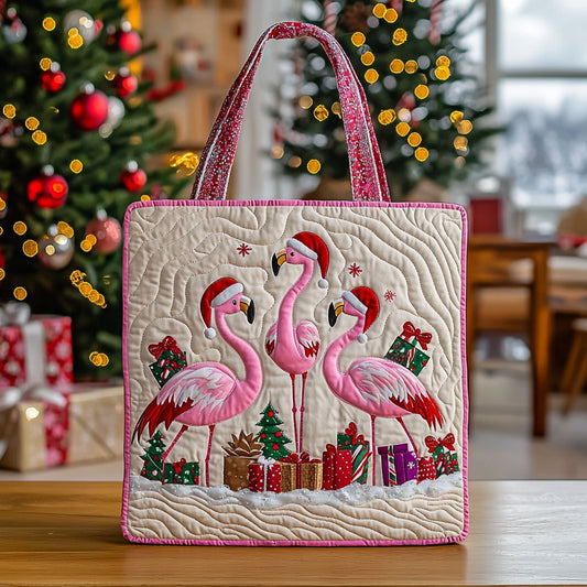 Christmas Flamingo QA0412031CL Quilted Tote Bag