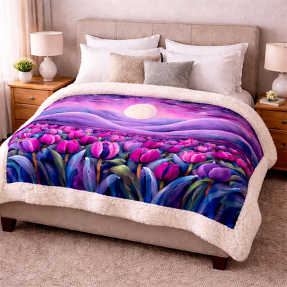 Moonlit Tulip Field KL3101001CL Faux Fur Throw Blanket