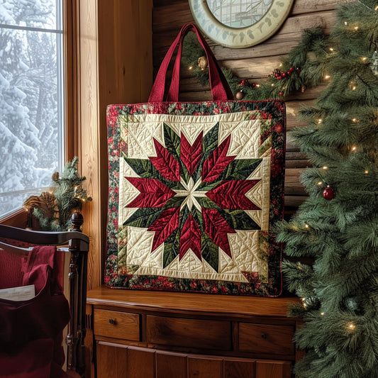 Geometric Poinsettia KL2711023CL Quilted Tote Bag
