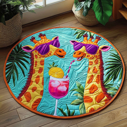 Fancy Tropical Giraffe QA0812006CL Quilted Round Mat