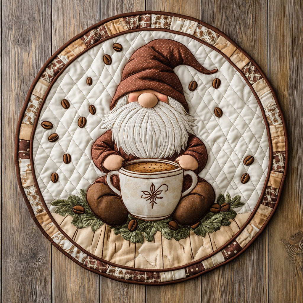 Latte Gnome Love WN0807065CL Quilted Round Mat