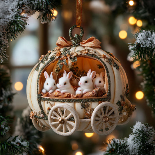 Rabbit Merry Carriage WN0912049CL Christmas Ornament