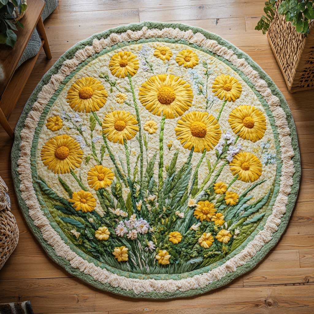 Sunny Dandelion WN2904102CL Quilted Round Mat