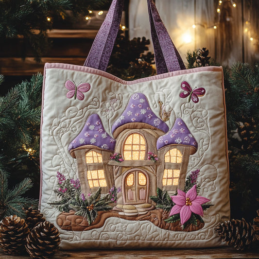 Festive Cottage Mushroom WN2310020CL Quilted Tote Bag
