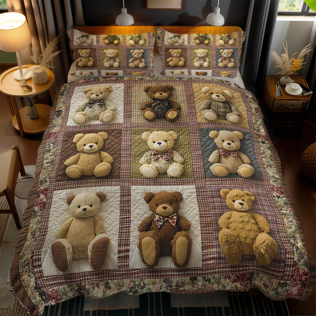 Plaid Teddy Bear WN1003108CL Duvet Cover Set