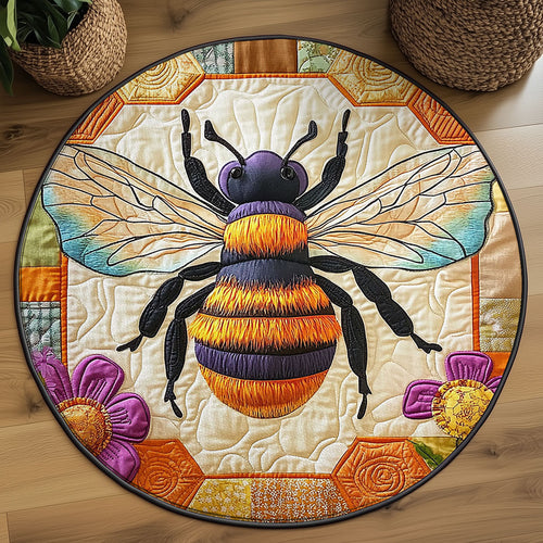 Flower Golden Hive WJ2705037CL Quilted Round Mat