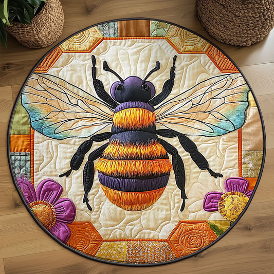 Flower Golden Hive WJ2705037CL Quilted Round Mat