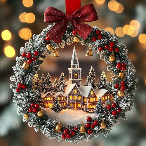 Wreath Winter Cottage WN2611037CL Christmas Ornament